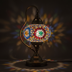 Handmade Moroccan Turkish Glass Mosaic Table Lamp Swan Neck
